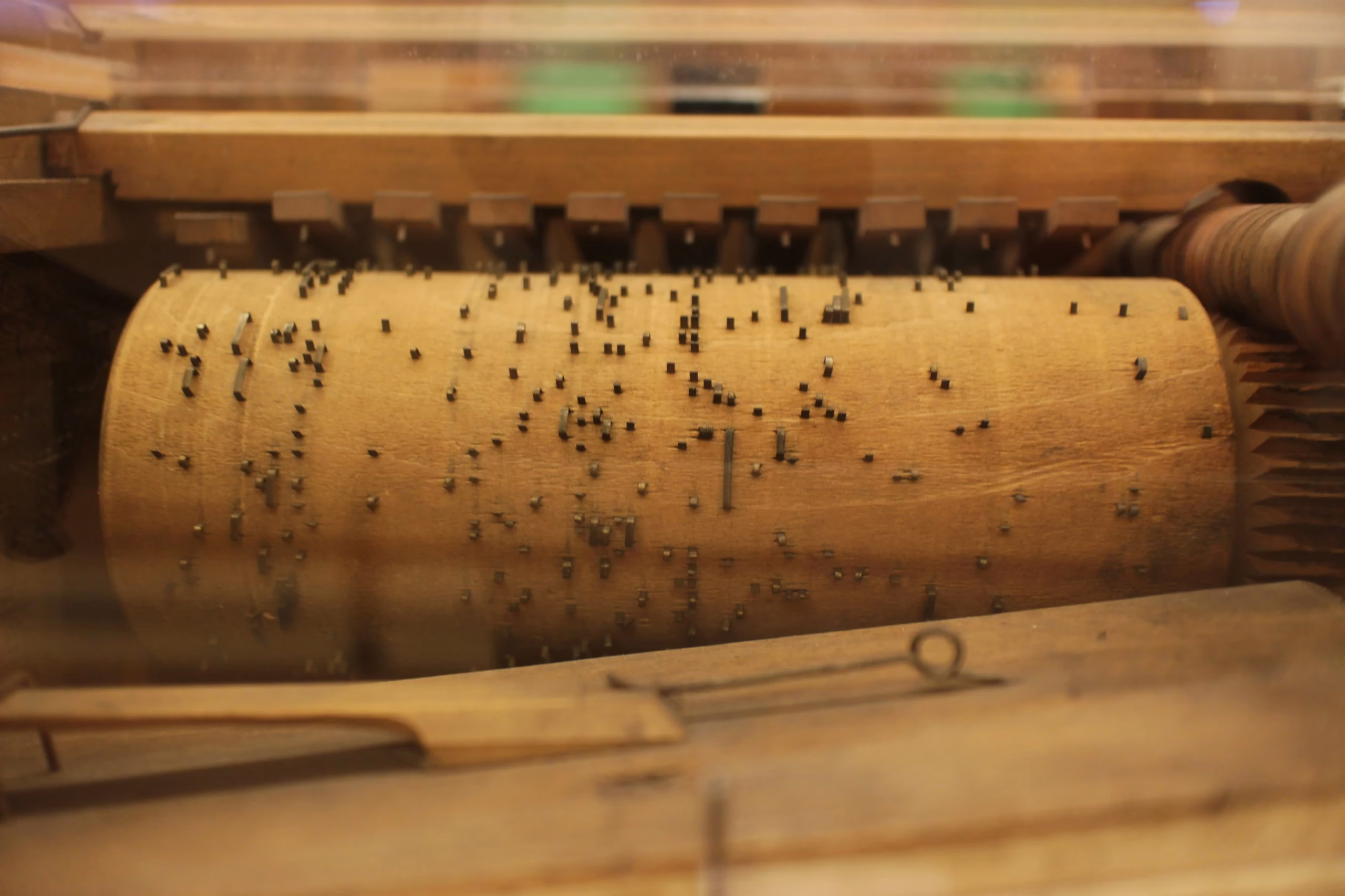 Close up of mechanical music machine
