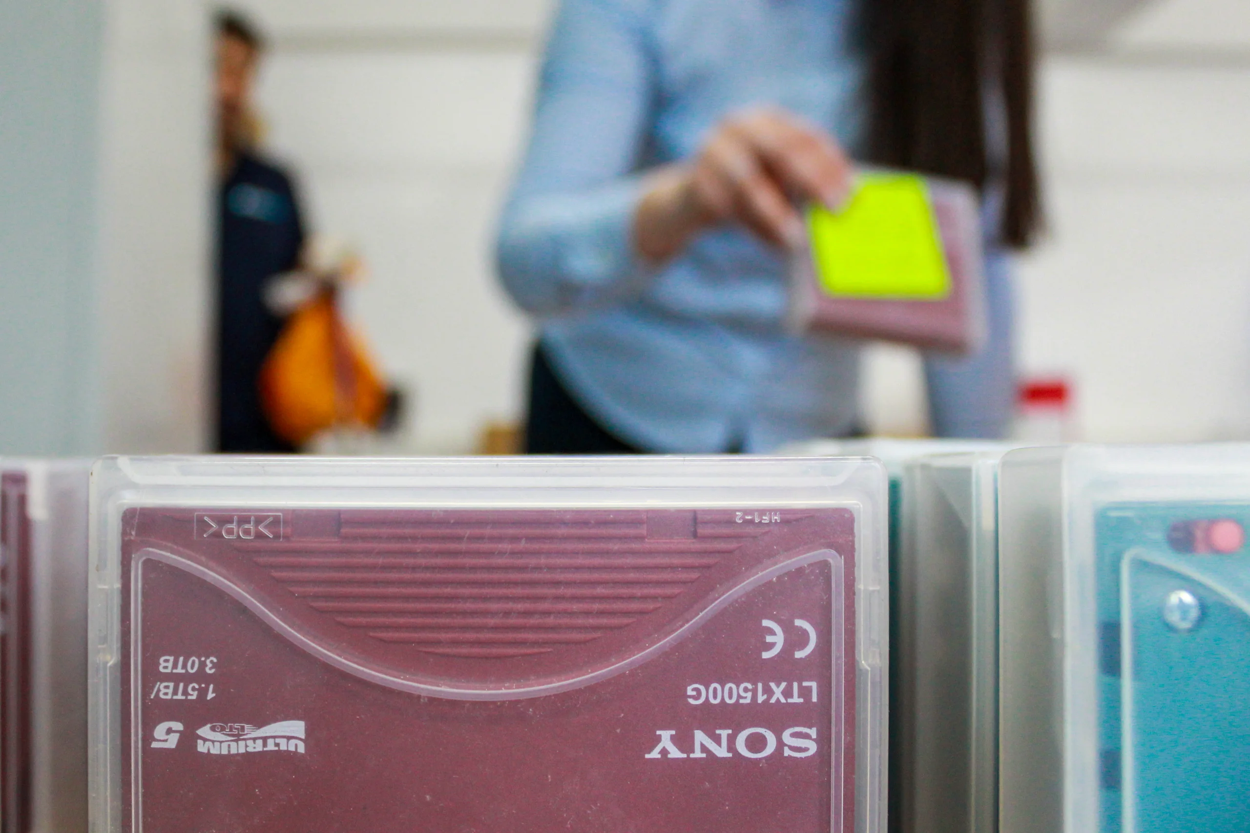 Photo of media tapes being sorted