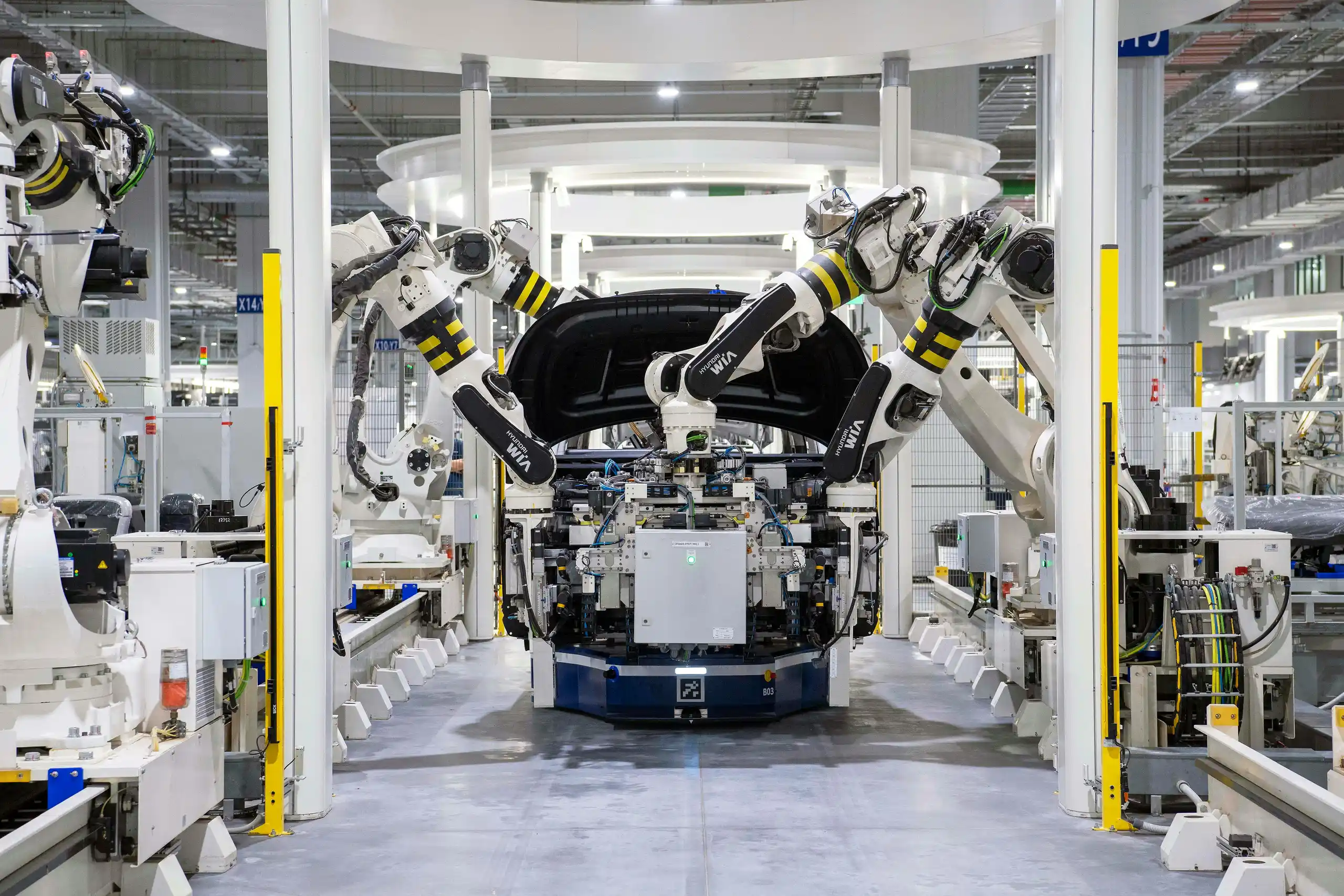 Assembling machines in factory